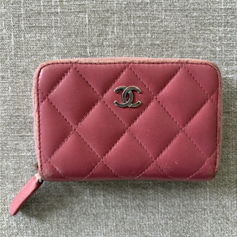 Chanel Rose Quilted Wallet